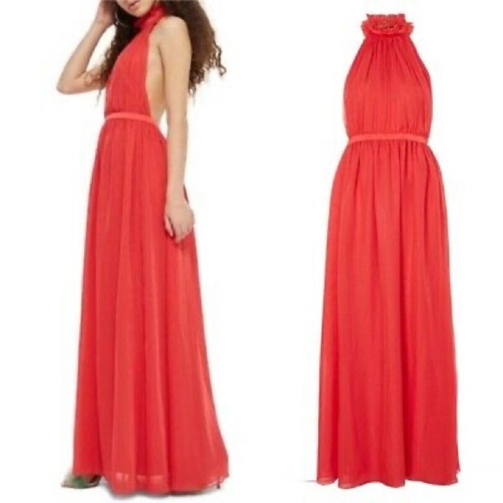 Topshop halter open back red prom bridesmaid dress